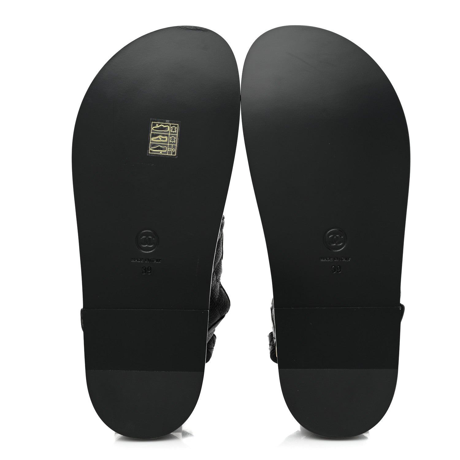 Chanel Grained Calfskin Velcro Dad Sandals 39 Black 5 of 9