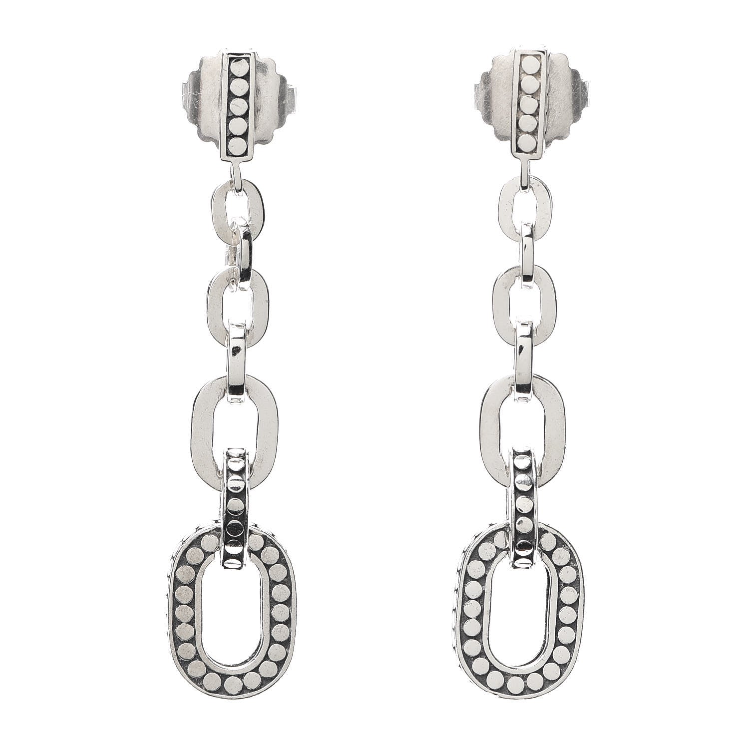 John Hardy Sterling Silver Dot Graduated Link Drop Earrings 1 of 4