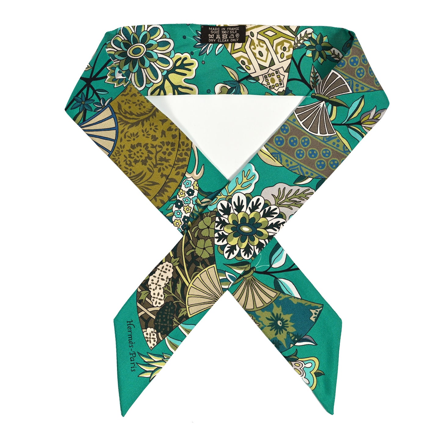 Silk Fleurs et Papillons de Tissus Twilly Vert Kaki Bronze