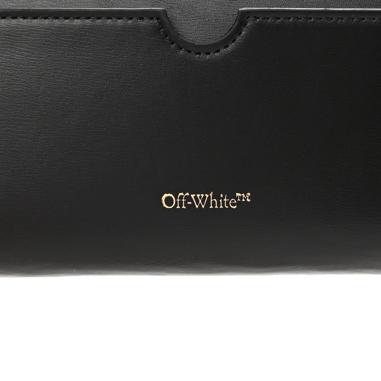 Off-White Calfskin Jitney Quote Flap Wallet On Chain Black 6 of 11