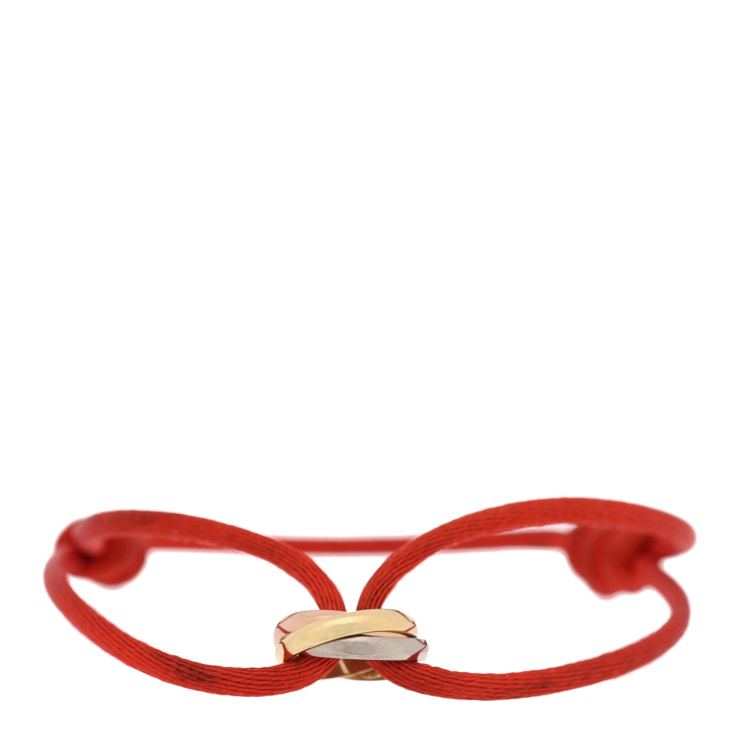 Cartier 18K Pink Yellow White Gold Trinity Cord Bracelet Red 1 of 3