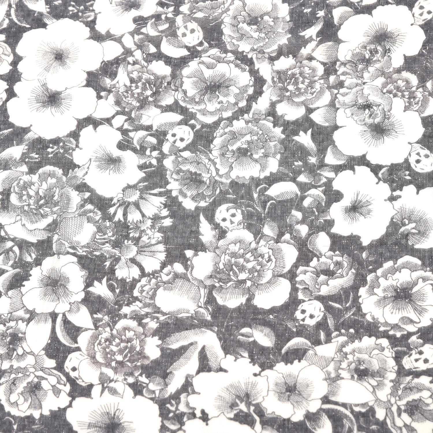 Alexander McQueen Silk Floral Eaten Logo Skull Scarf Ivory Black 6 of 6