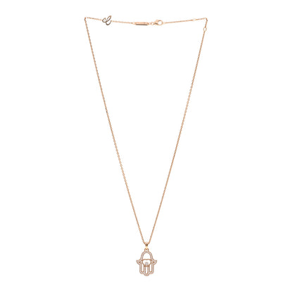 Chopard 18K Rose Gold Diamond Happy Diamonds Hamsa Pendant Necklace 3 of 5