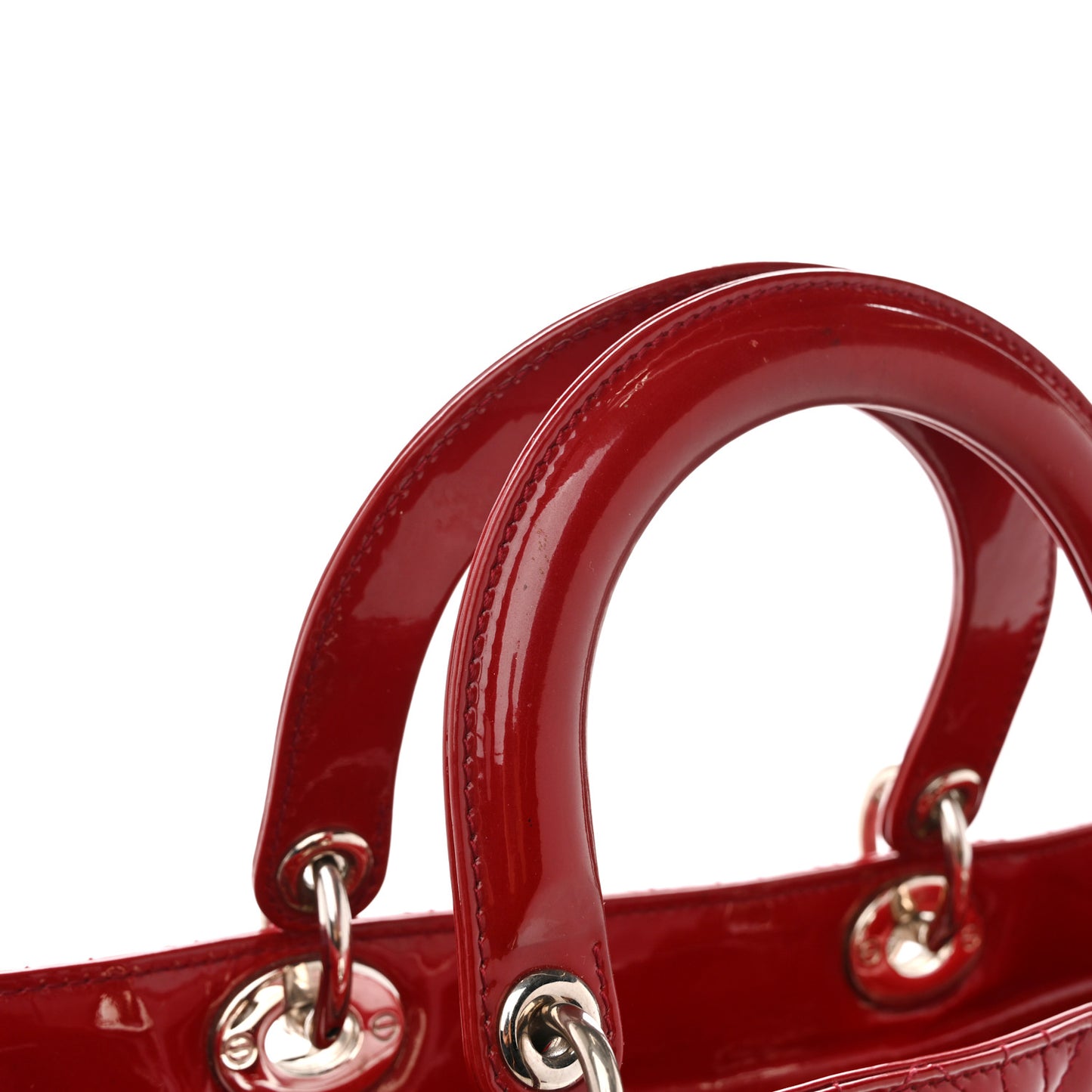 Patent Cannage Large Lady Dior Red