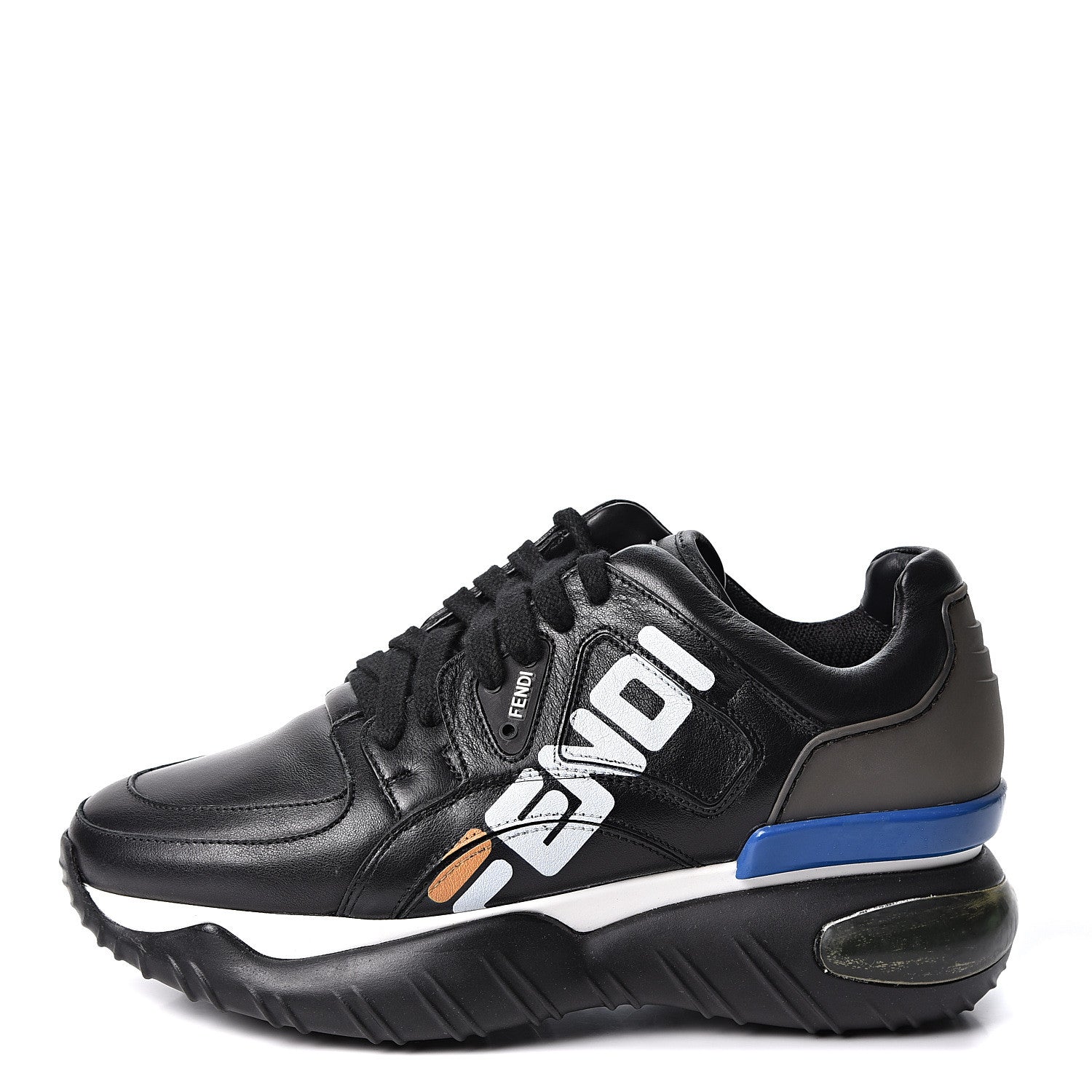 Fendi X FILA Vitello Mania Painted Womens Chunky Sneakers 37.5 Black Zucca Ice White 1 of 10