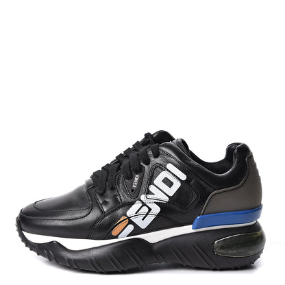 Fendi X FILA Vitello Mania Painted Womens Chunky Sneakers 37.5 Black Zucca Ice White 1 of 10