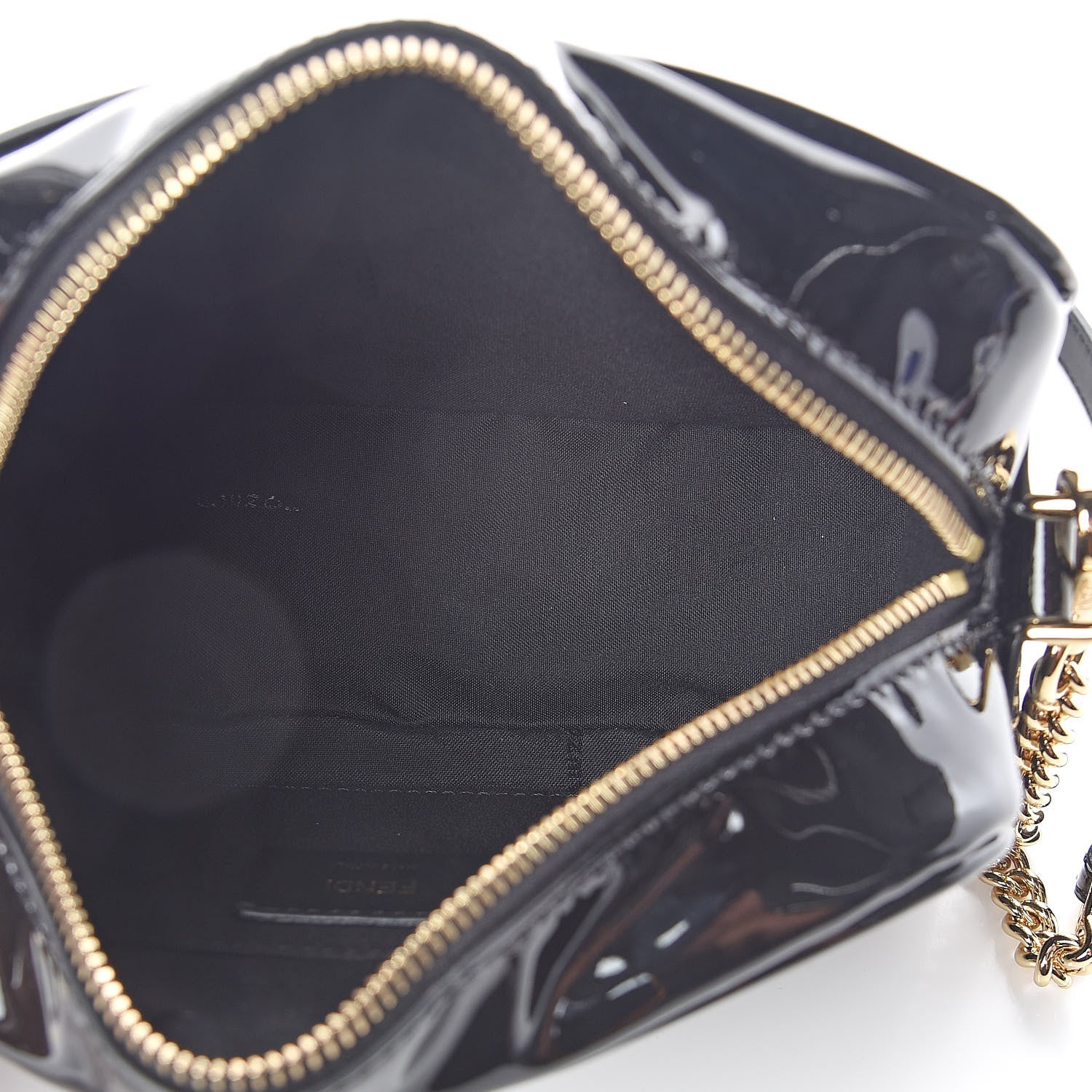 Fendi Vitello Vernice Mou Karligraphy Embossed Camera Case Black 5 of 8