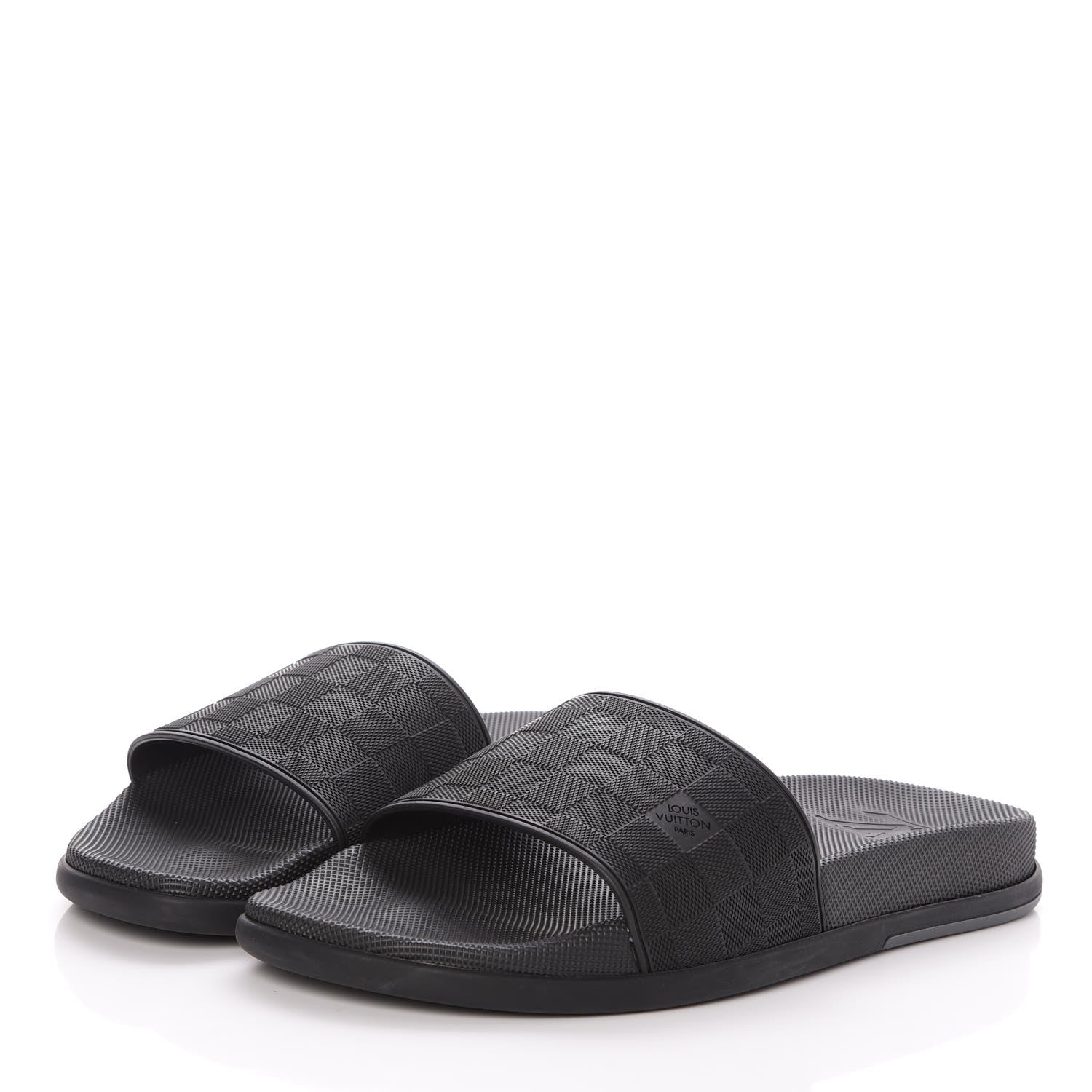 Louis Vuitton Rubber Damier Mens Waterfront Mules 6 Black 3 of 10