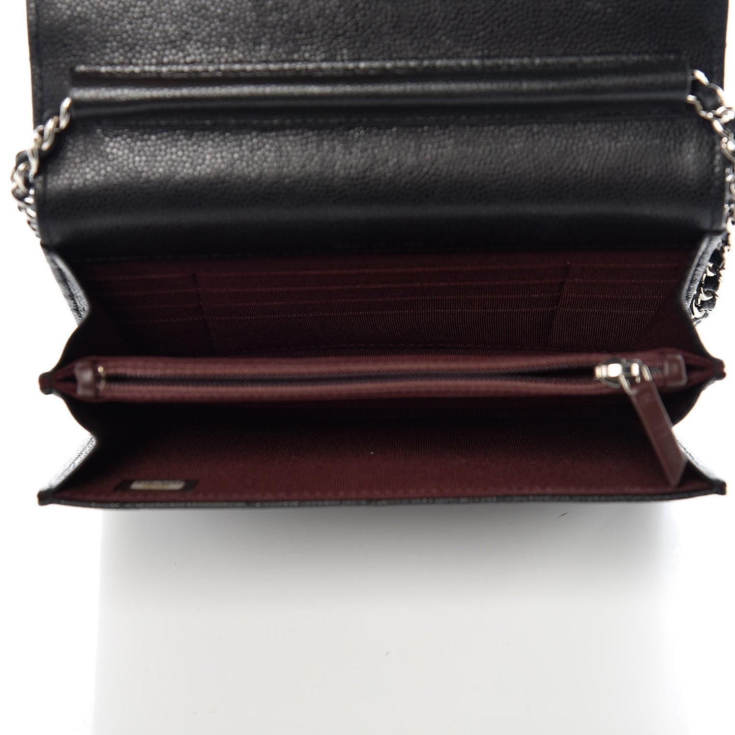 Caviar Quilted Square Wallet On Chain WOC Black