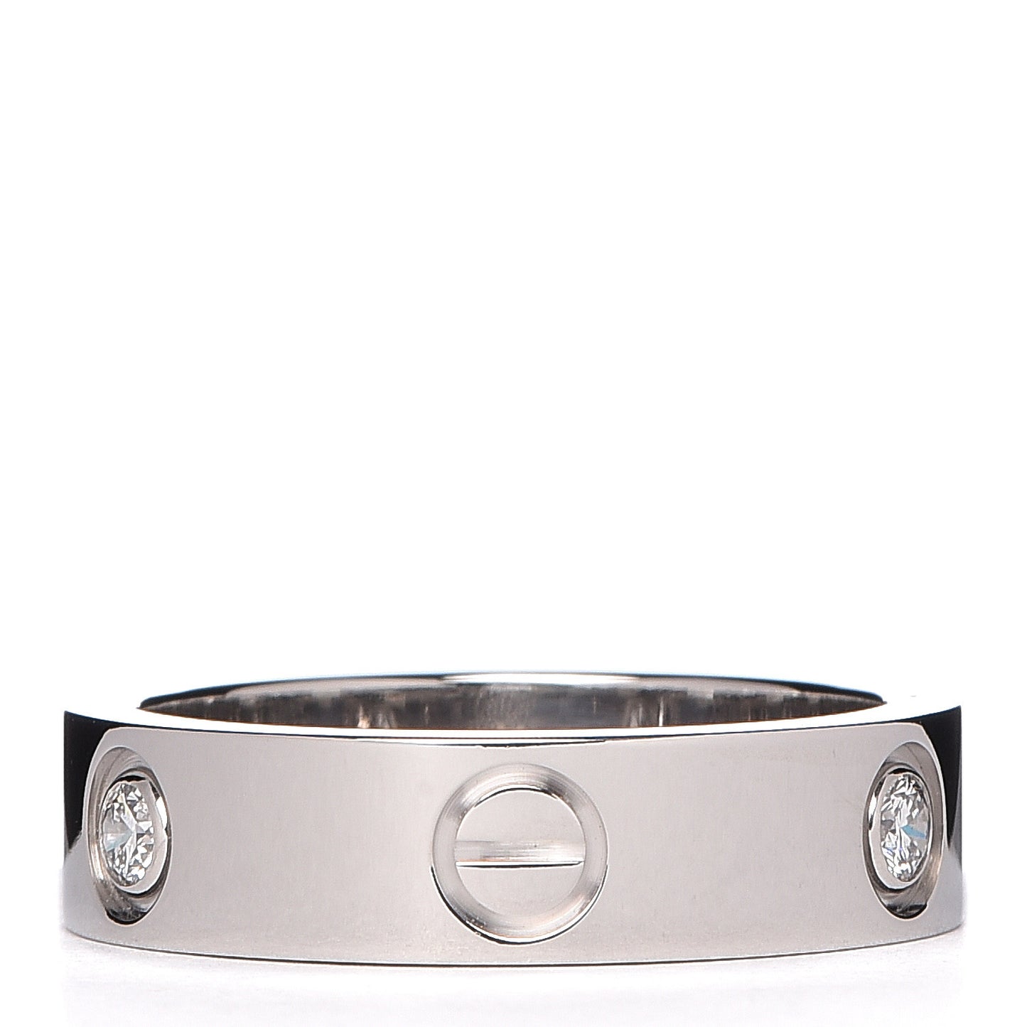 18K White Gold 3 Diamond 5.5mm LOVE Ring 57 8
