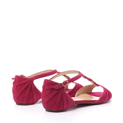Christian Louboutin Veau Velours Braided Jazzy Doll T-Strap Flat Sandals 39.5 Cyclamen 4 of 7