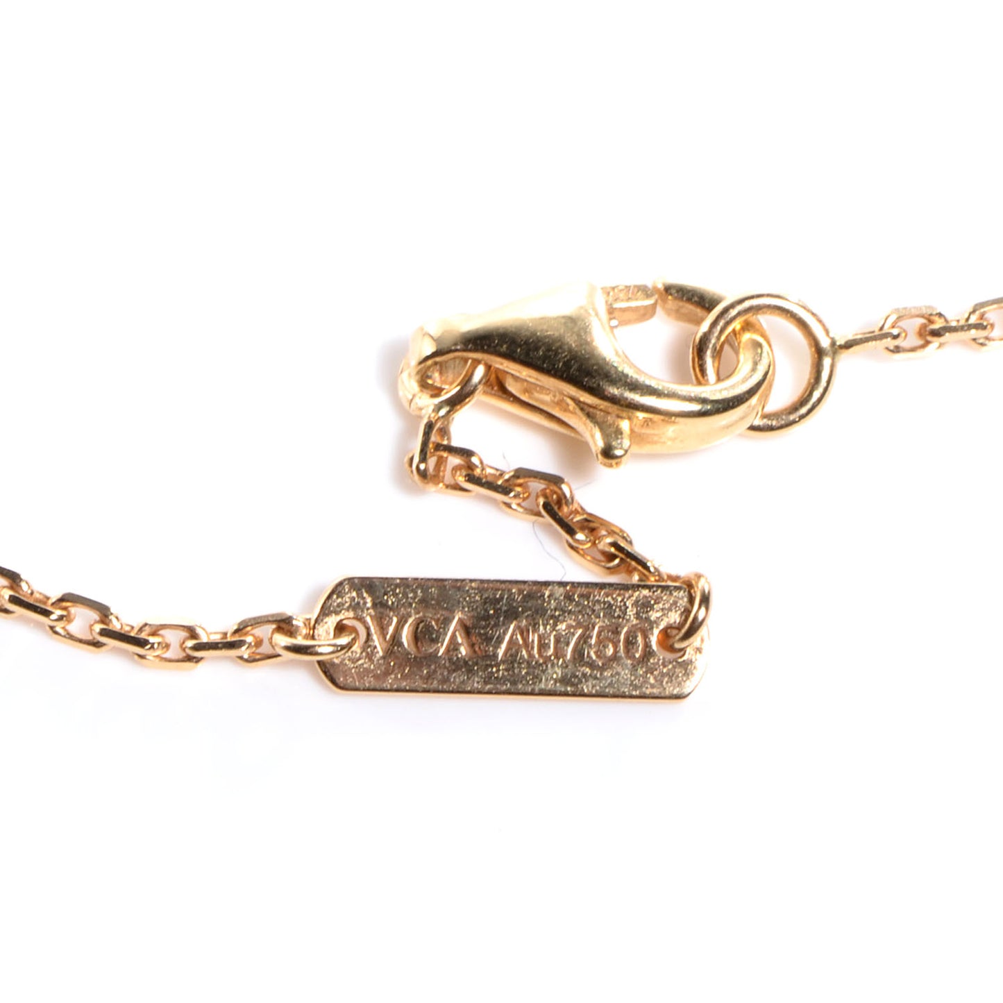 18K Yellow Gold Mother of Pearl Vintage Alhambra Pendant Necklace