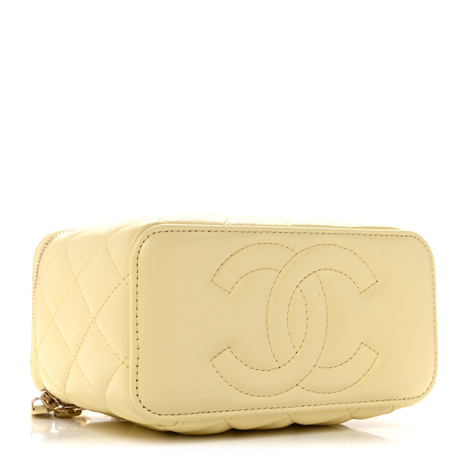 Chanel Lambskin Quilted Small Vanity Case With Chain Light Yellow 4 of 12