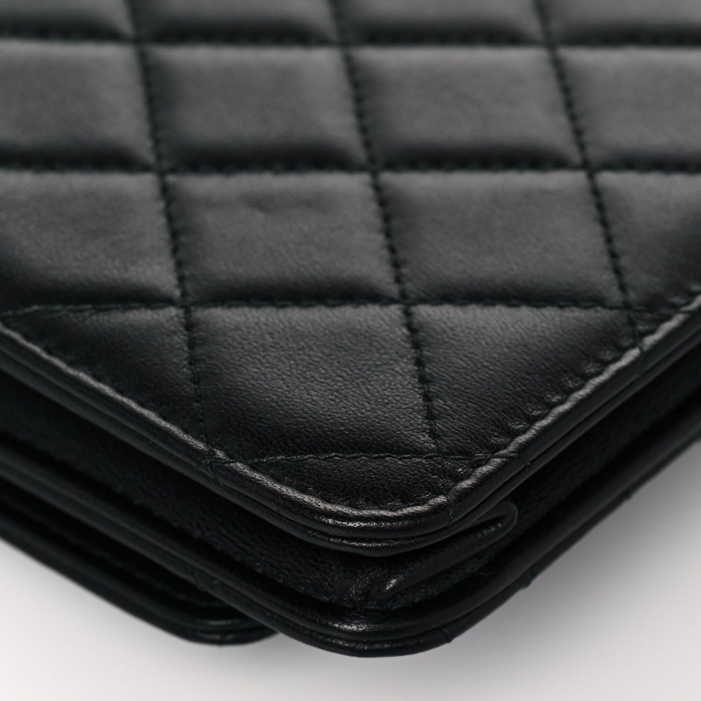 Lambskin Quilted Trendy CC Wallet On Chain WOC Black