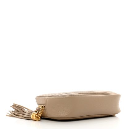 Saint Laurent Grain De Poudre Matelasse Monogram Mini Lou Camera Bag Dark Beige 4 of 10
