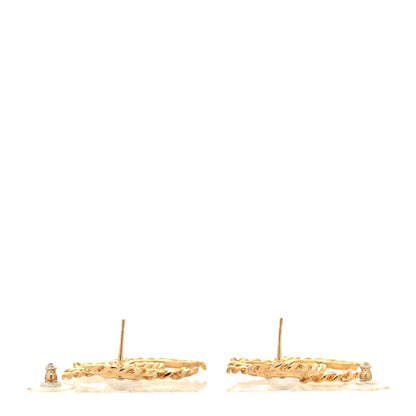 Chanel Metal Pearl CC Chain Drop Earrings Gold 3 of 4