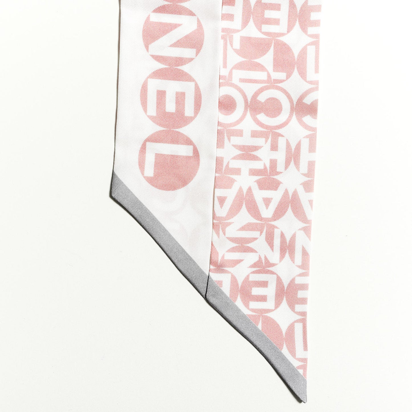 Silk CC Slim Bandeau Scarf Pink Grey