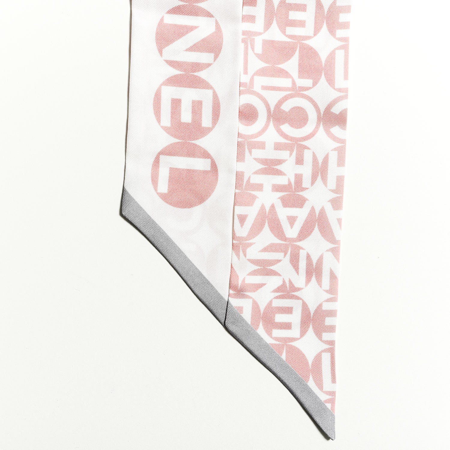 Chanel Silk CC Slim Bandeau Scarf Pink Grey 3 of 4