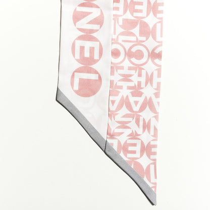 Chanel Silk CC Slim Bandeau Scarf Pink Grey 3 of 4