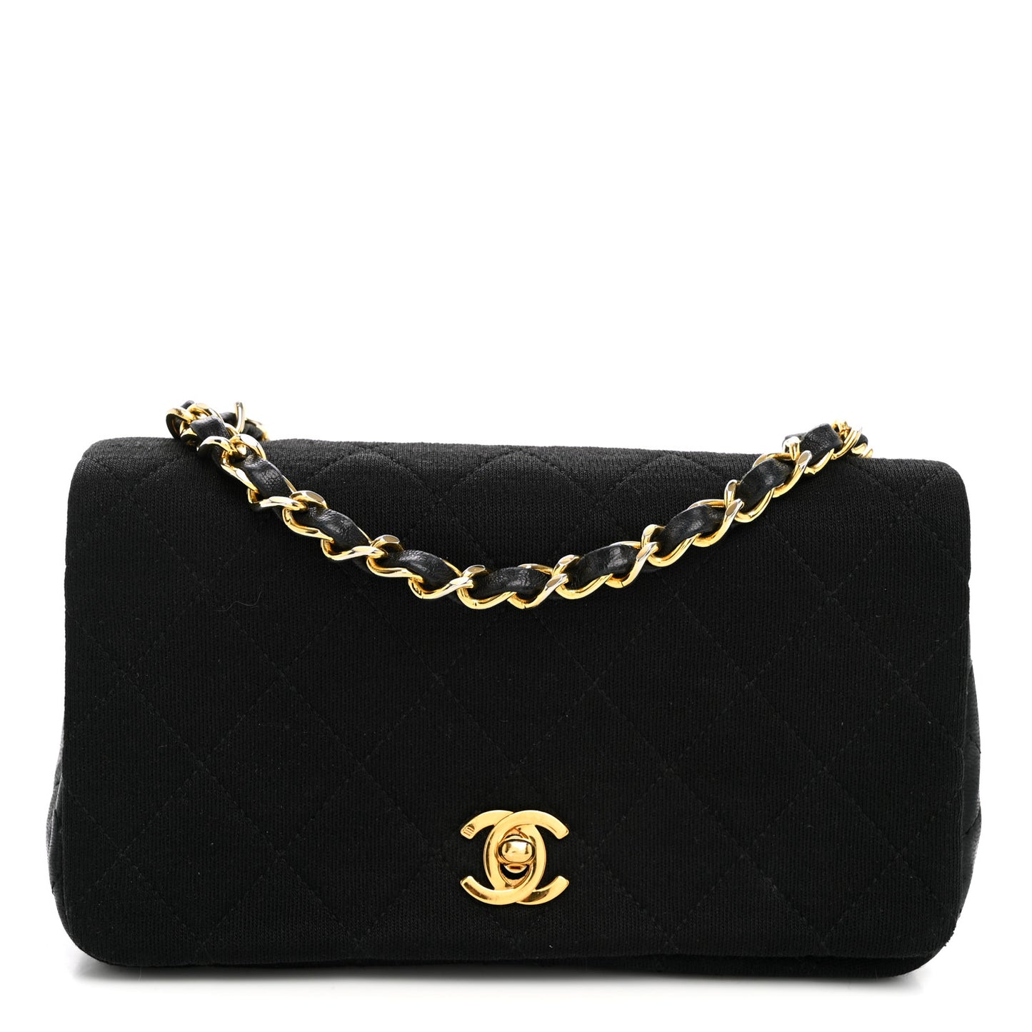 Jersey Calfskin Quilted Mini Single Flap Bag Black