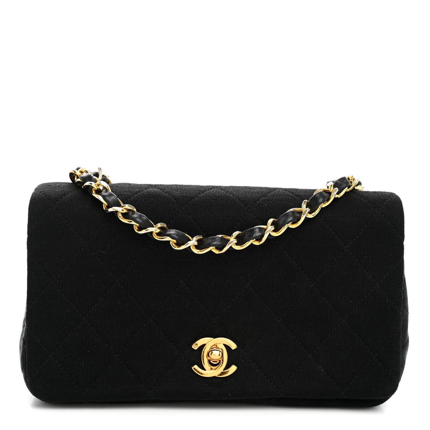 Chanel Jersey Calfskin Quilted Mini Single Flap Bag Black 1 of 10