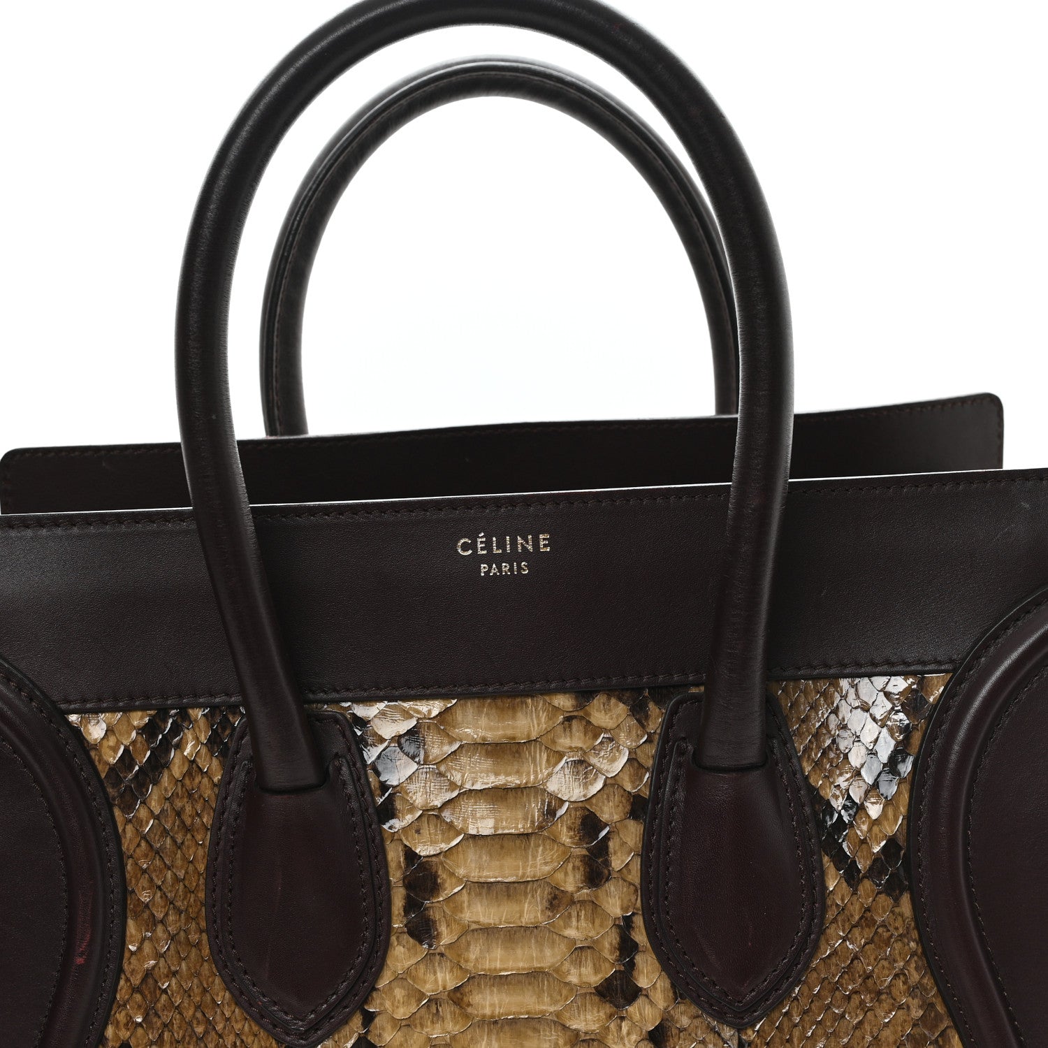 Celine Snakeskin Suede Mini Luggage Brown Multicolor 7 of 10