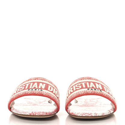 Christian Dior Canvas Soleil Embroidered Dway Flat Slide Sandals 38.5 Coral 3 of 10