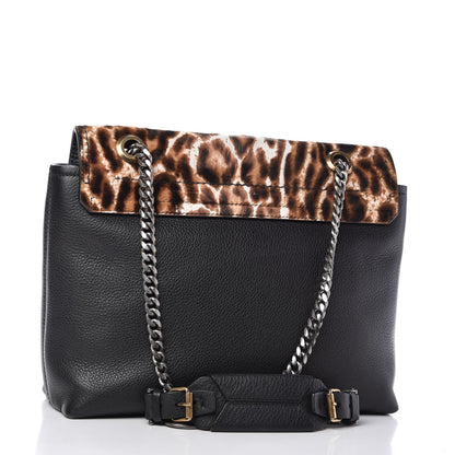 Lanvin Calf Hair Calfskin Leopard Print Medium Happy Shoulder Bag Black 3 of 10