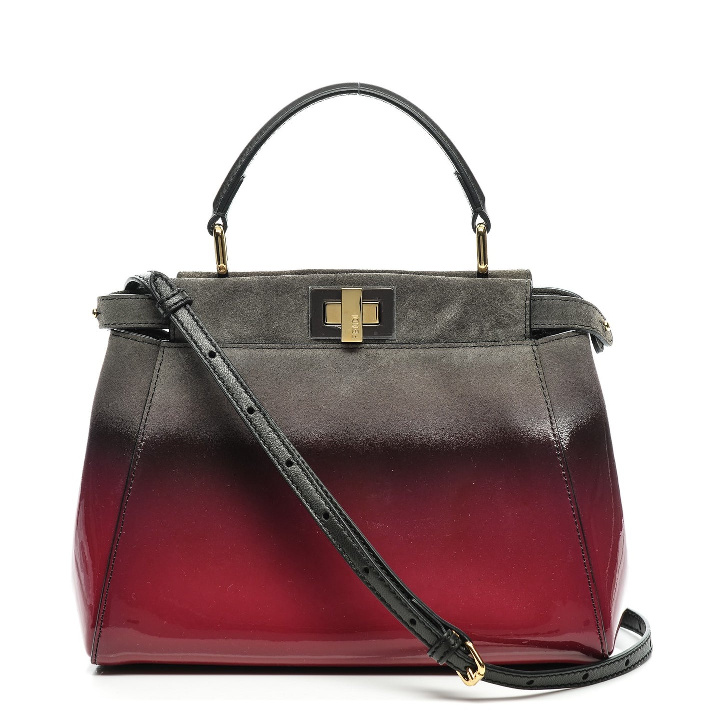 Suede Patent Calfskin Ombre Mini Peekaboo Iconic Satchel Magenta
