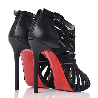 Christian Louboutin Suede Calfskin Patent Karina 120 Booties 39.5 Black 4 of 14
