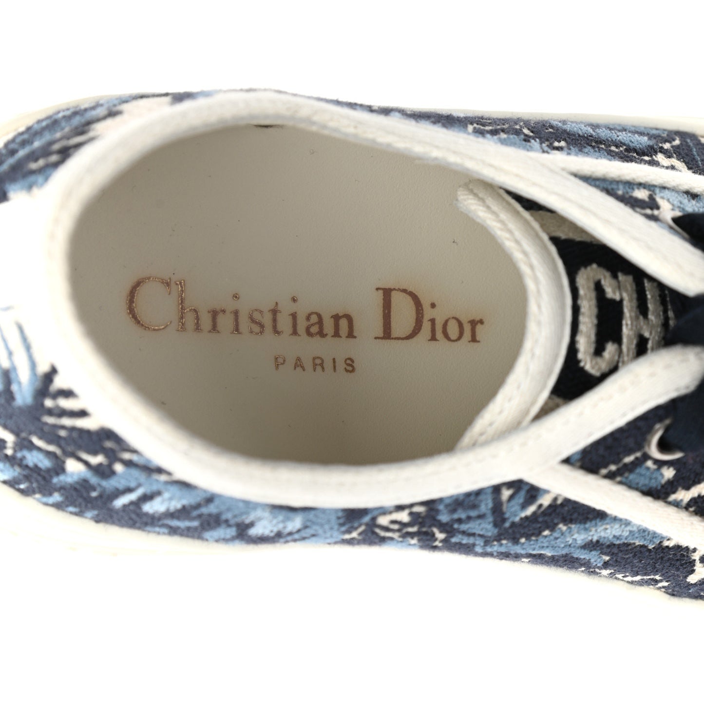 Canvas Palms Embroidered Womens Walk'N'Dior Low Top Sneakers 35.5 Indigo Blue