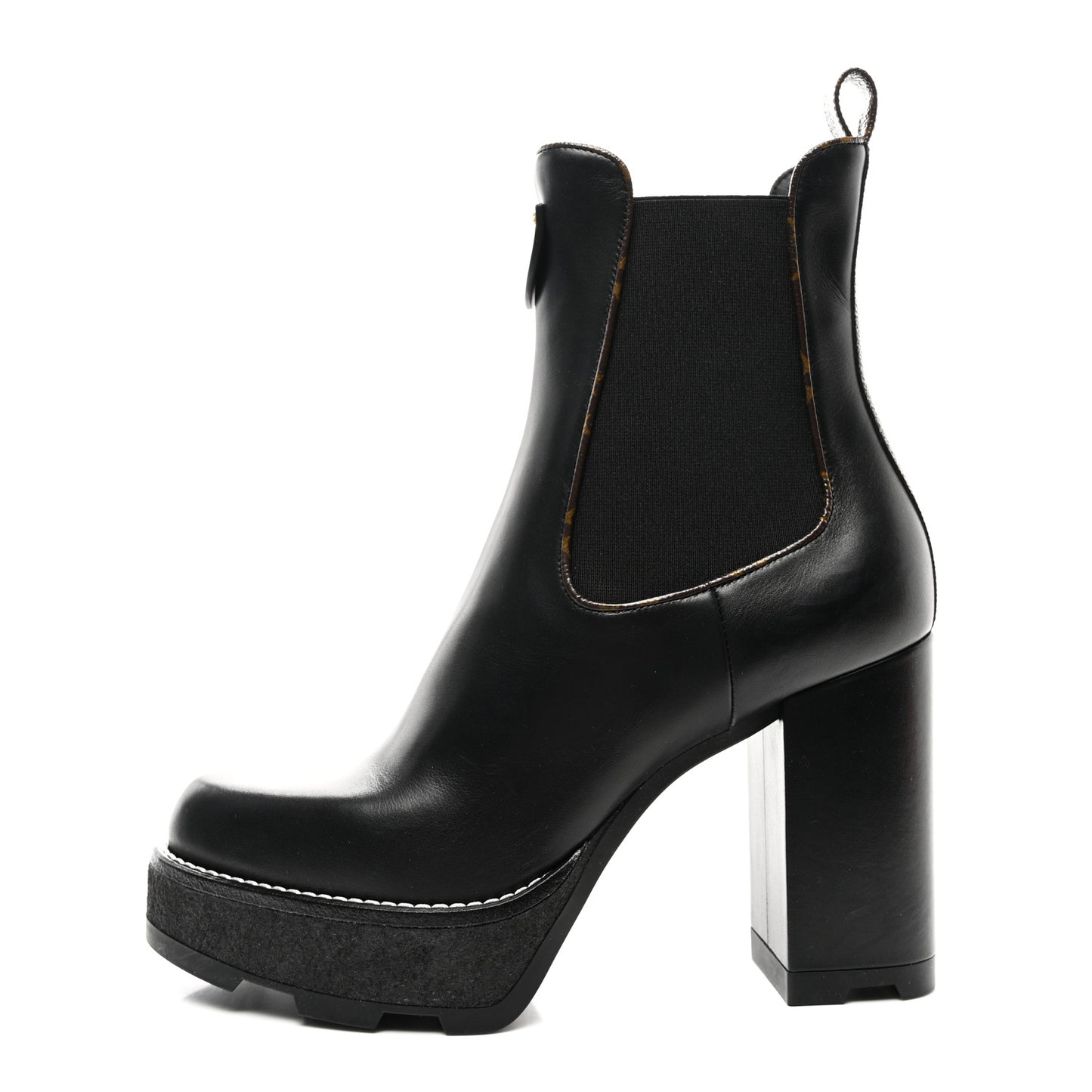 Calfskin Monogram LV Beaubourg Platform Ankle Boots 40 Black