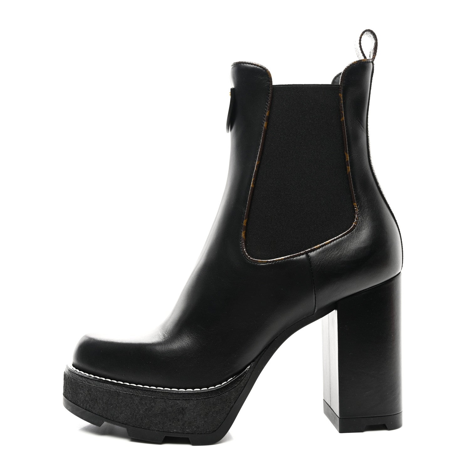 Louis Vuitton Calfskin Monogram LV Beaubourg Platform Ankle Boots 40 Black 1 of 8