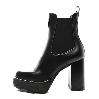 Louis Vuitton Calfskin Monogram LV Beaubourg Platform Ankle Boots 40 Black 1 of 8