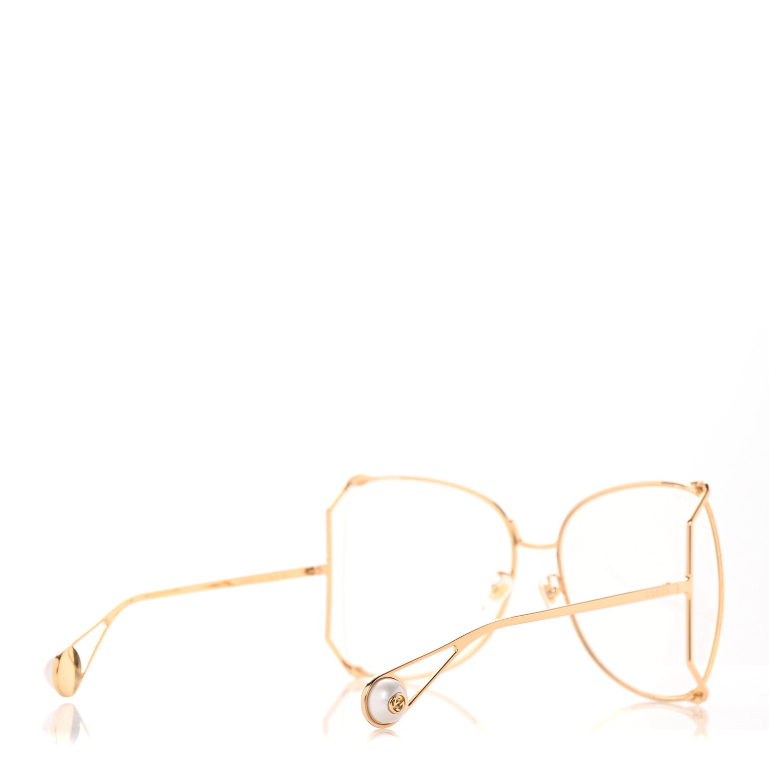 Gucci Metal Oversized Round Sunglasses GG0252S Gold 4 of 8