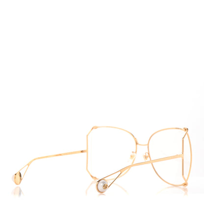 Gucci Metal Oversized Round Sunglasses GG0252S Gold 4 of 8