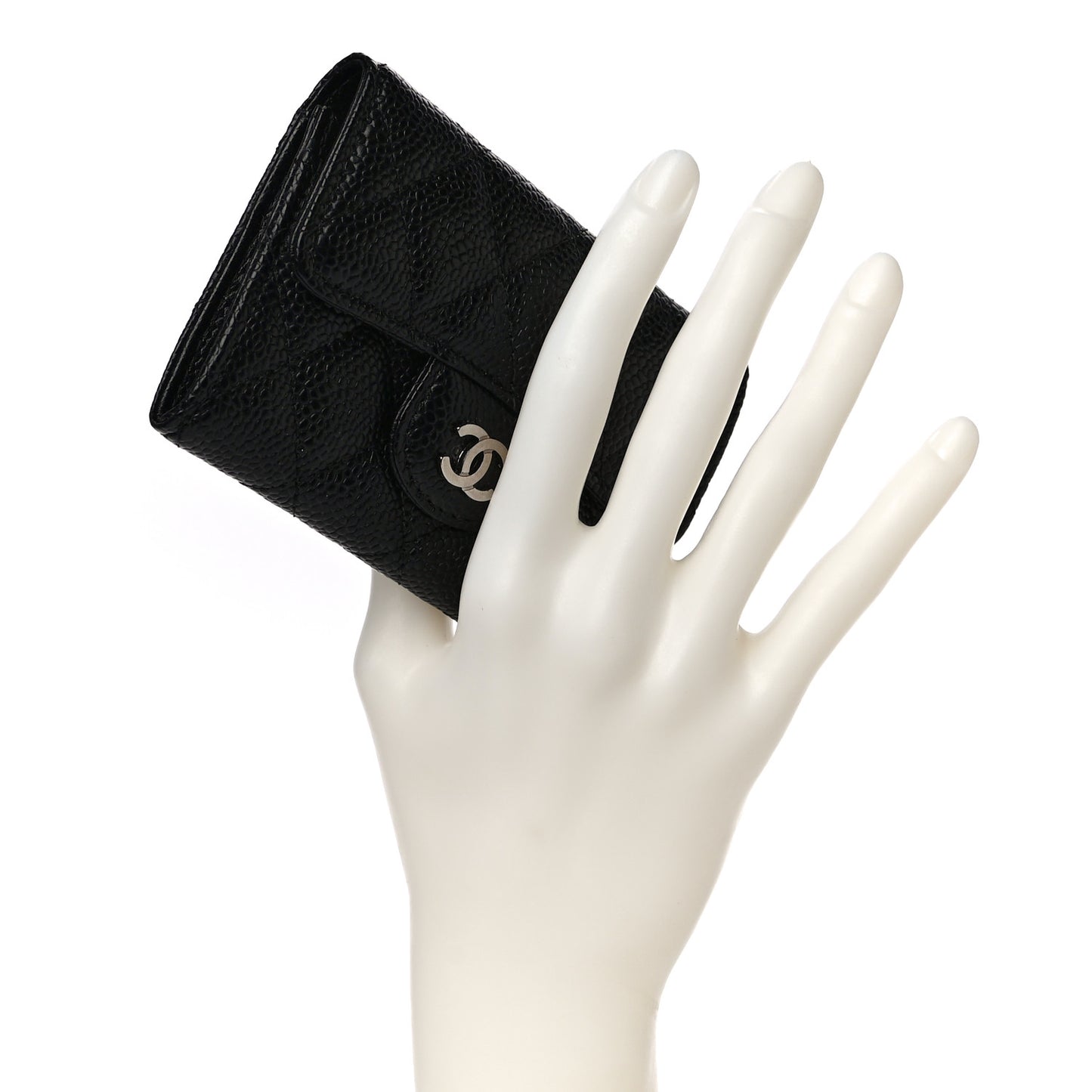 Caviar Quilted Flap Card Holder Black