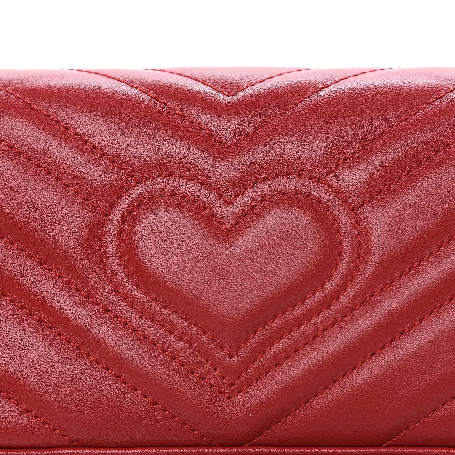 Gucci Calfskin Matelasse Super Mini GG Marmont Shoulder Bag Hibiscus Red 11 of 13