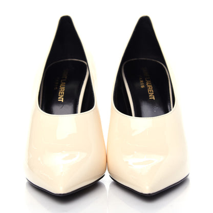 Saint Laurent Patent Calfskin Teddy High Vamp 105 Pumps 37.5 White 2 of 11