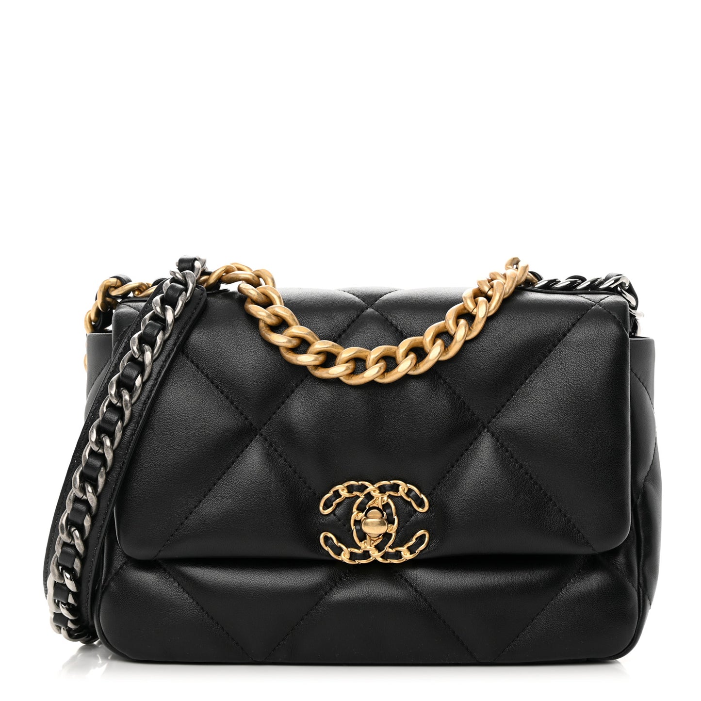 Lambskin Quilted Medium Chanel 19 Flap Black