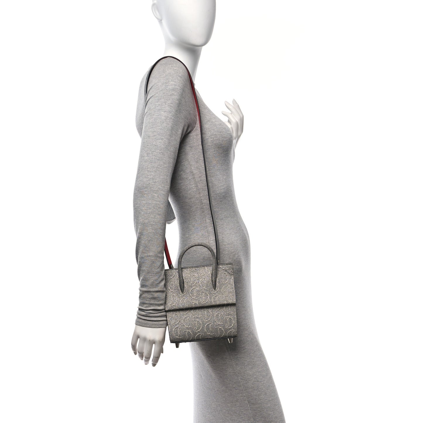Glitter Calfskin Paloma Mini Empire Tote Silver
