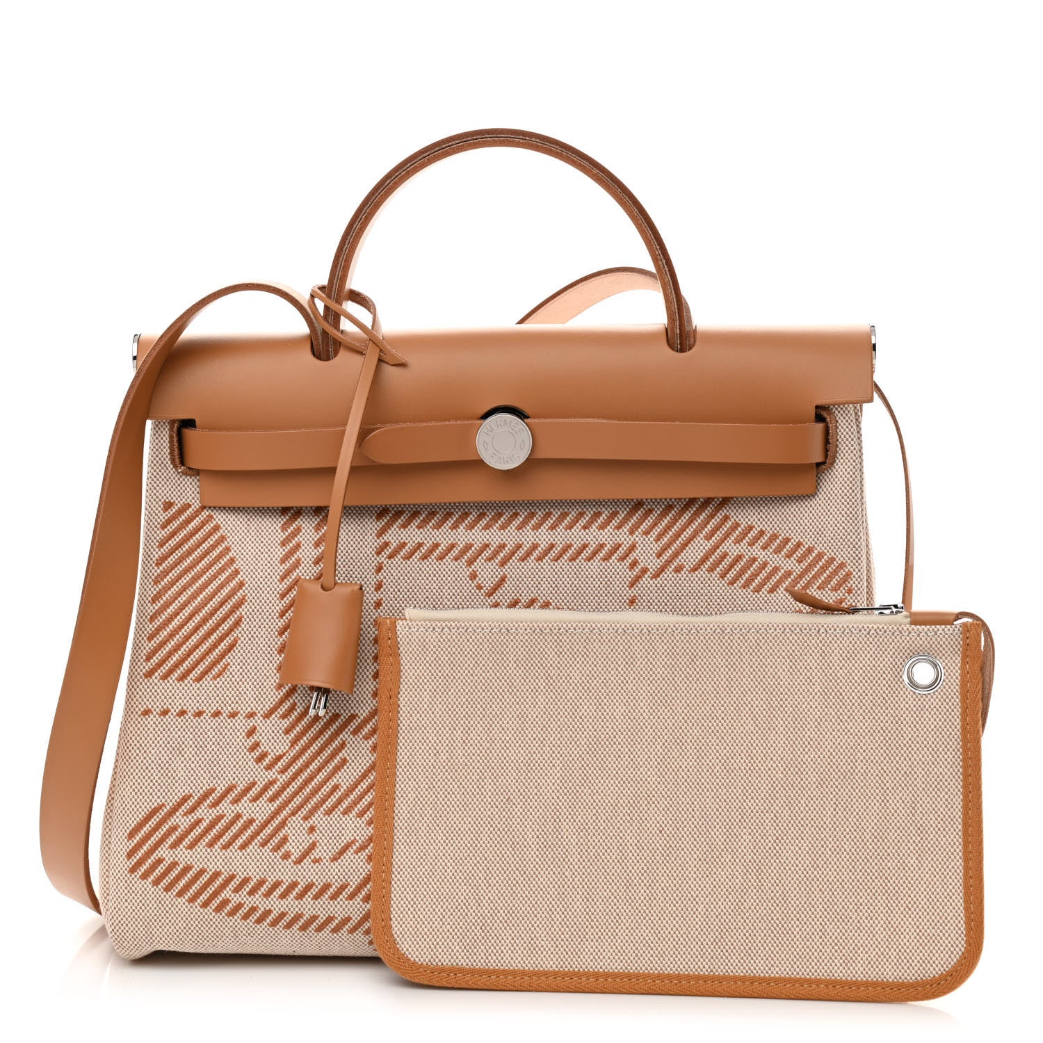 Hermes Vache Hunter Toile H Brides de Gala Herbag Zip Retourne 31 PM Natural 1 of 14