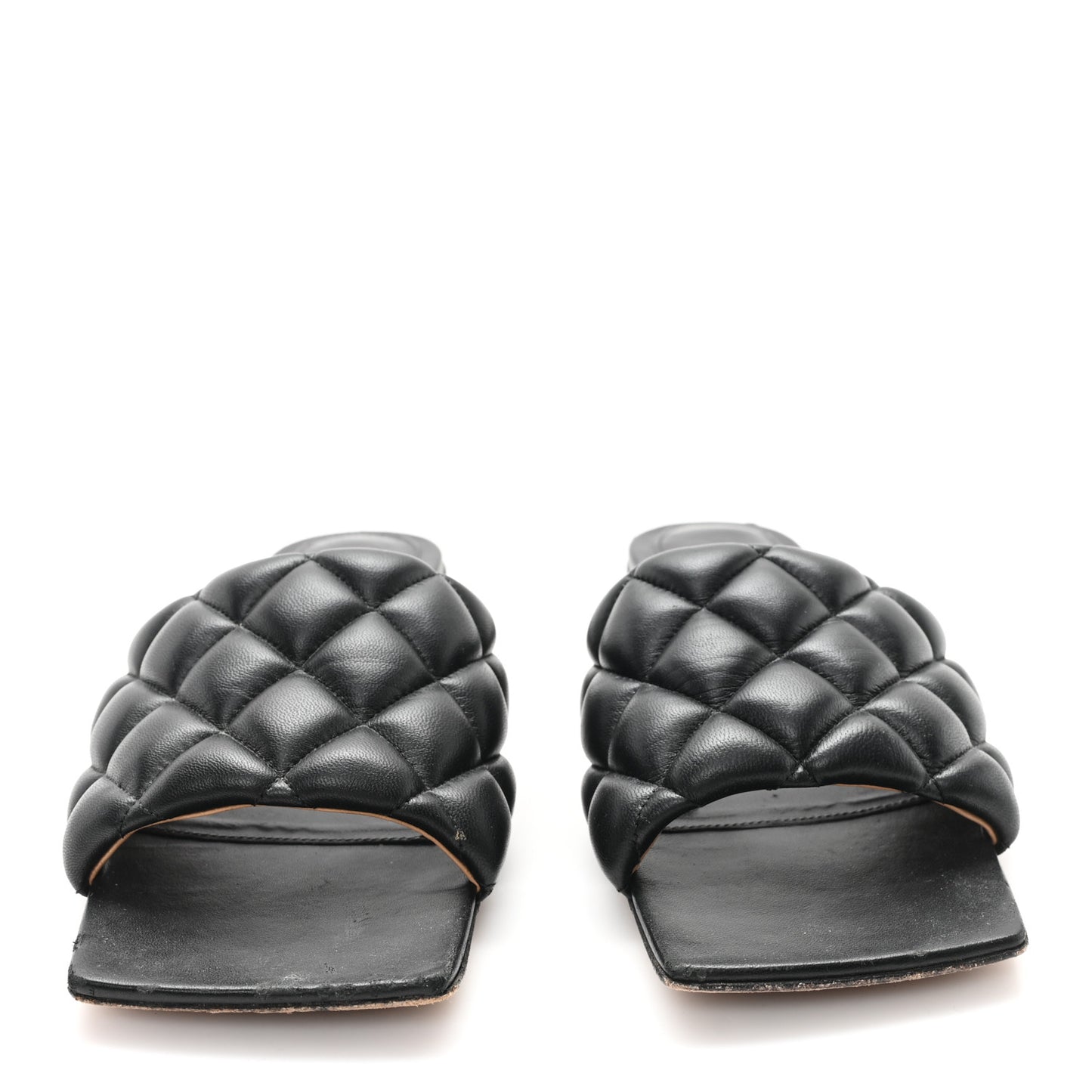 Nappa Matelasse Padded Flat Sandals 37.5 Black