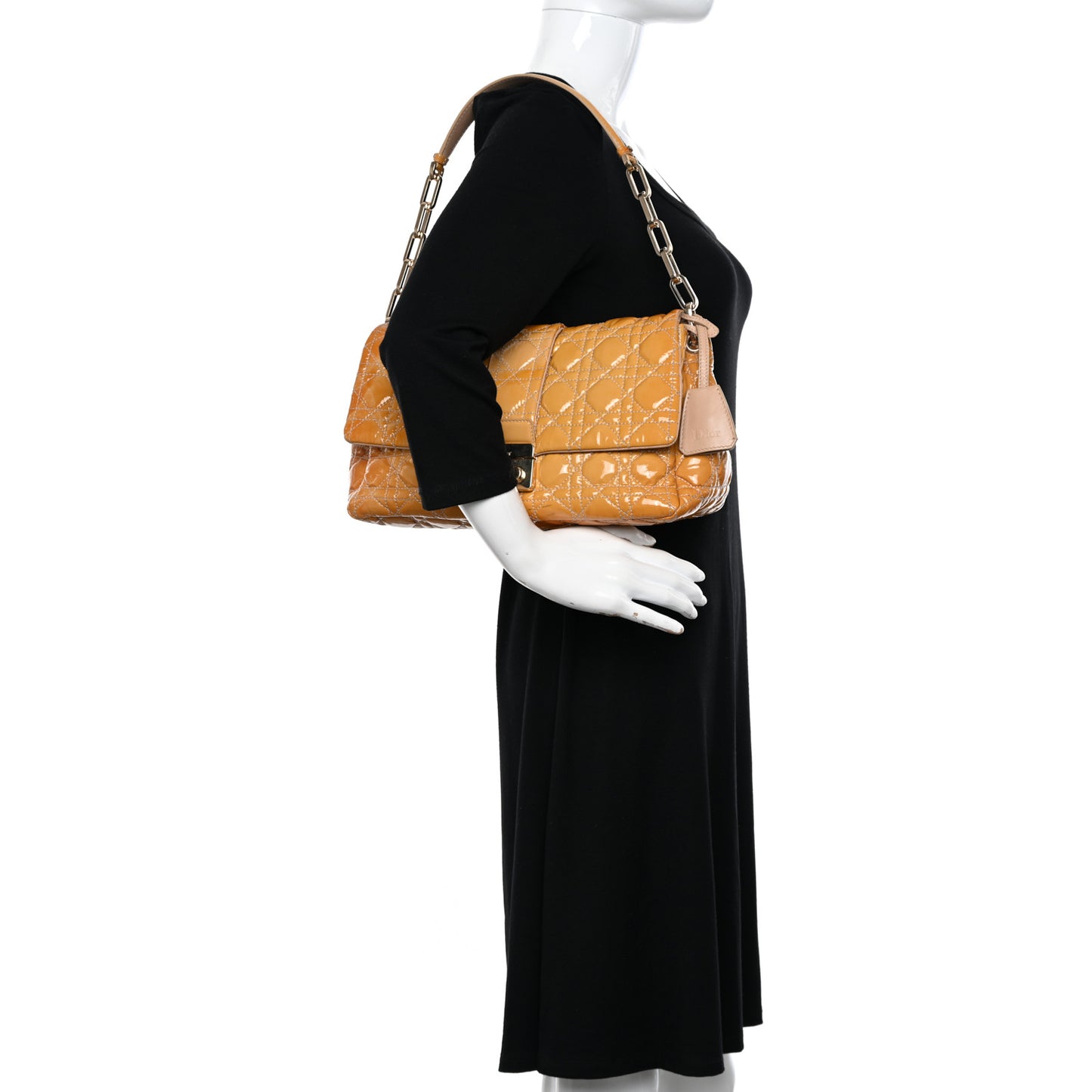 Patent Cannage Large Miss Dior Flap Beige