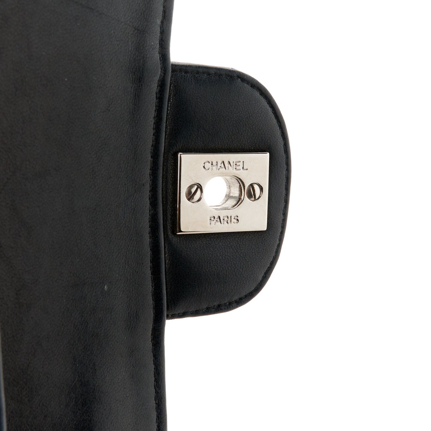 Patent Quilted Medium Double Flap Black