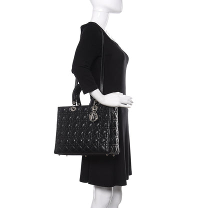 Christian Dior Lambskin Cannage Large Lady Dior Black 2 of 11