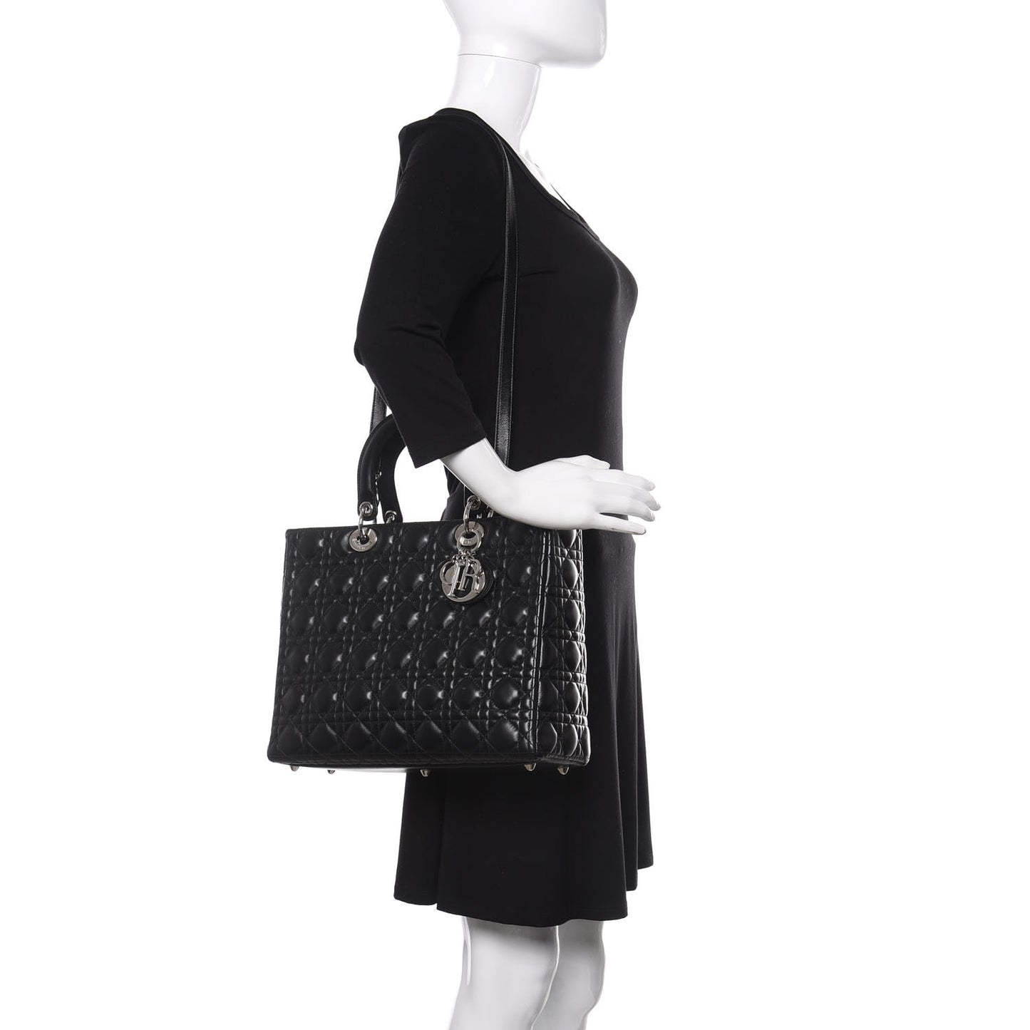 Lambskin Cannage Large Lady Dior Black
