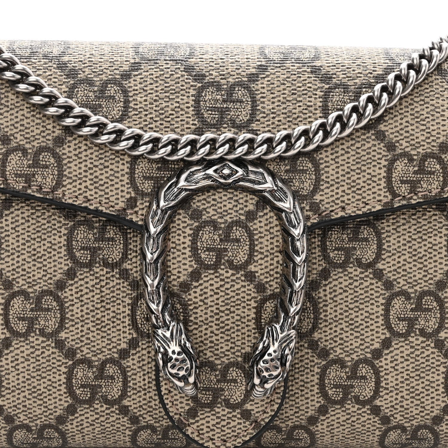 Gucci GG Supreme Monogram Dionysus Chain Clutch Wallet Beige Black 7 of 9
