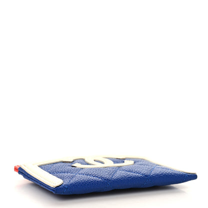 Chanel Caviar Quilted Filigree Card Holder Blue White Red 4 of 7
