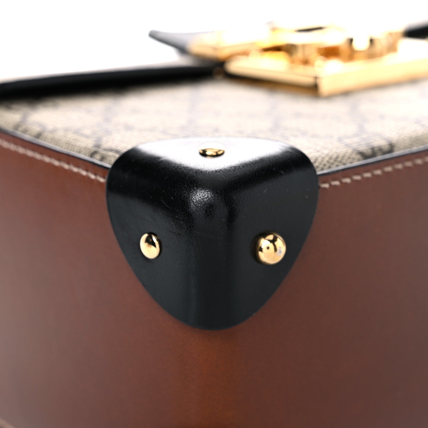 GG Supreme Monogram Small Padlock Bamboo Shoulder Bag Beige Black Cuir